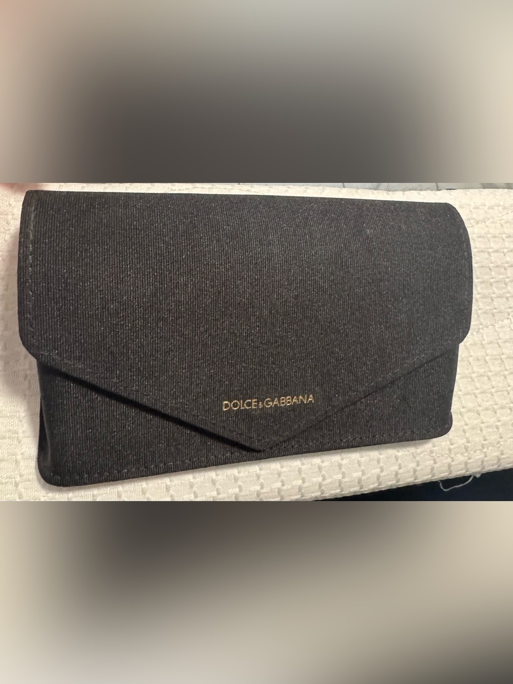 Dolce & Gabbana Black eye glasses case Clutch Gold Logo Detail
